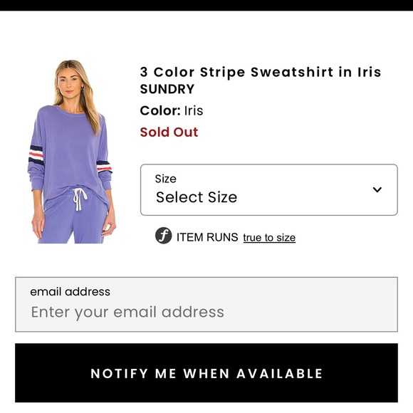 Revolve SUNDRY Arm 3 color Stripe sweatshirt crewneck Iris Red white size 2 - Picture 3 of 13